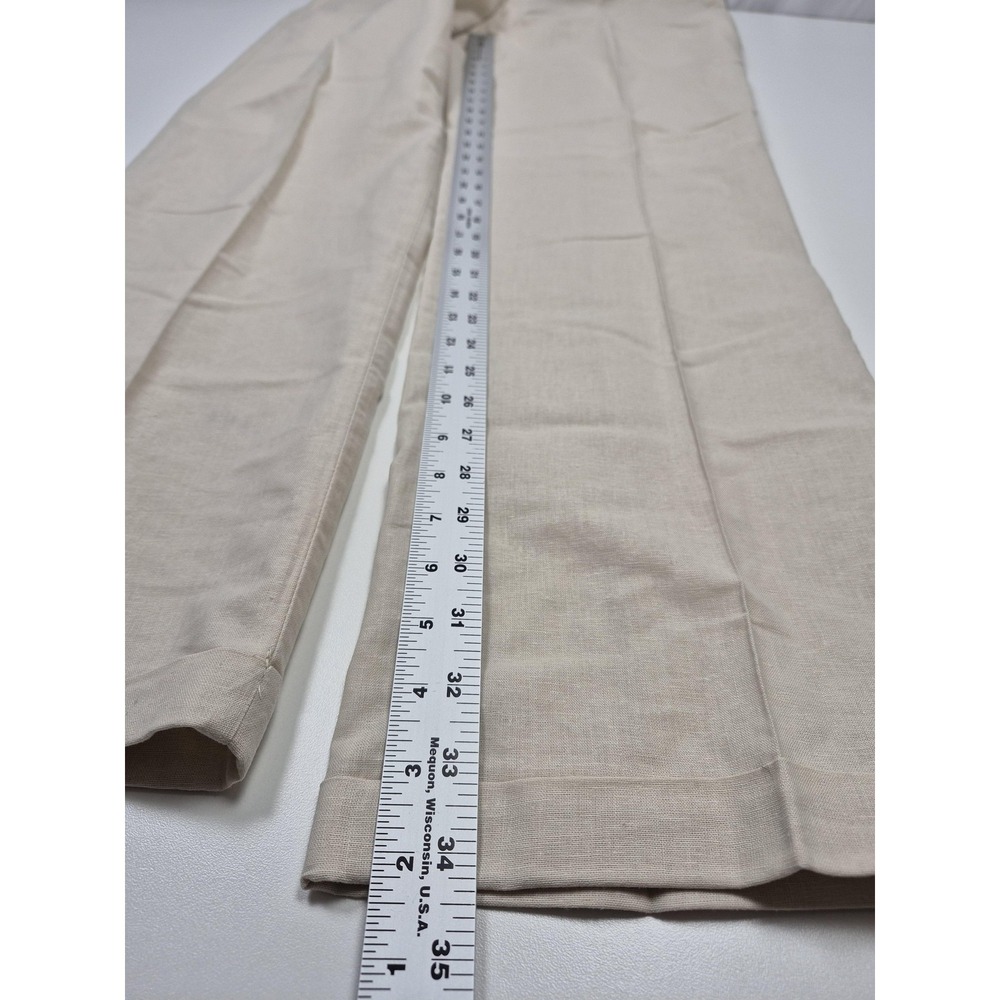 Giorgio Inserti Dress Pants Mens 42x34 Beige Oatmeal Linen Pleated Straight NWT - Picture 12 of 14